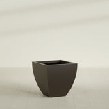 Lima Tapered Square Planter in Matte Dark Brown, 24", shown empty