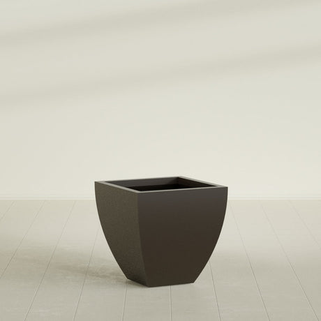 Lima Tapered Square Planter in Matte Dark Brown, 24", shown empty