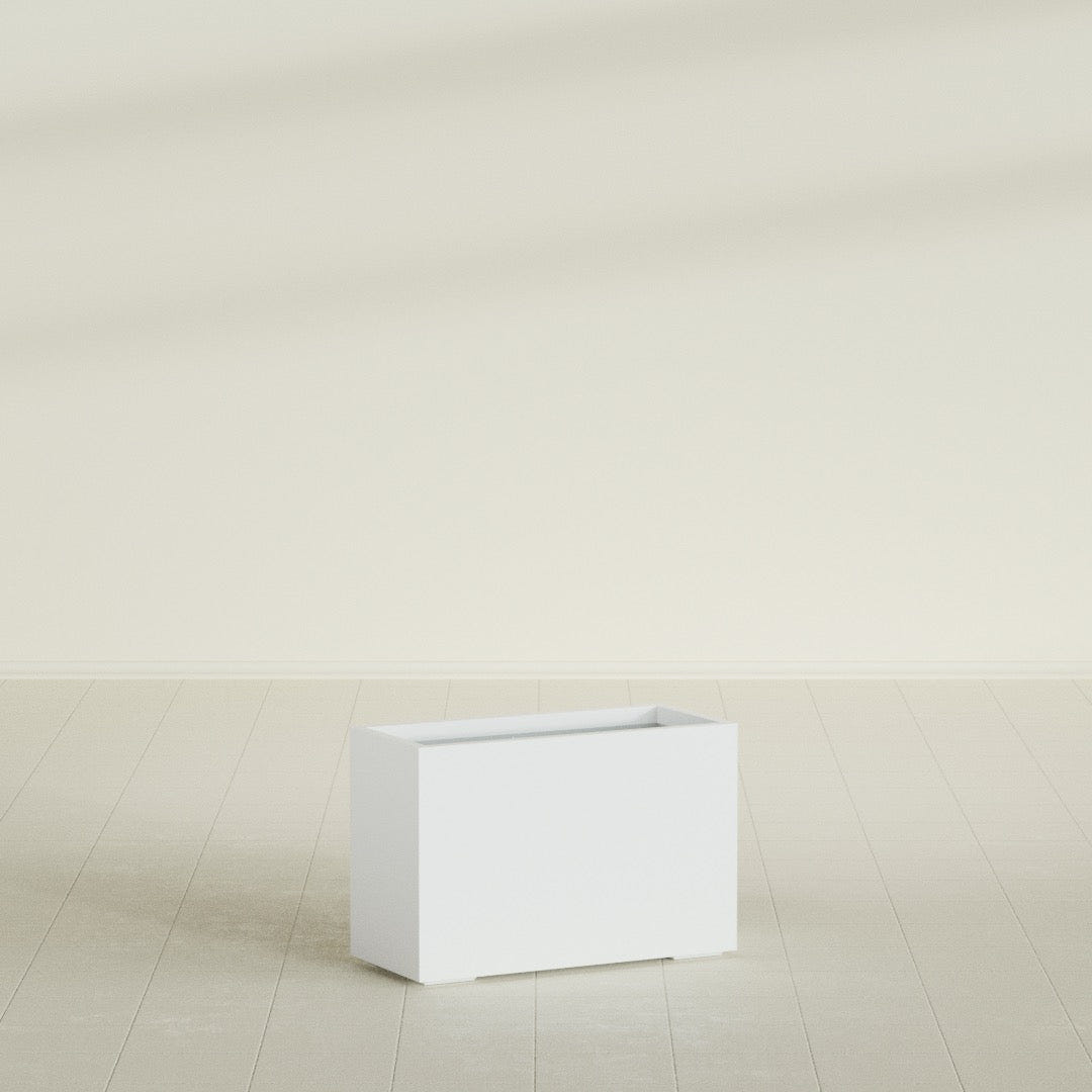Tolga Rectangular Planter in Matte Bright White, 36"L × 16"D × 24"H, shown empty