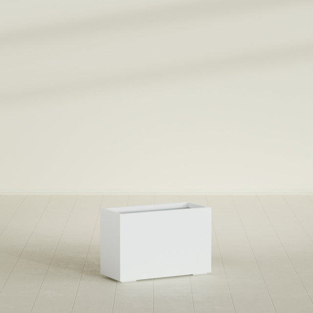 Tolga Rectangular Planter in Matte Bright White, 36"L × 16"D × 24"H, shown empty