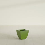 Lima Tapered Square Planter in Satin Green, 12", shown empty