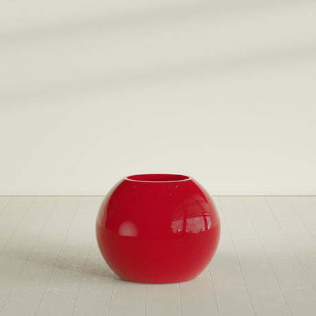 Globe Planter in Gloss Red, 30"D × 24"H, shown empty