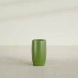 Lisbon tall round tapered fiberglass planter in Satin Green, 14 in diameter, 25 in high, shown empty