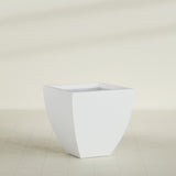 Lima Tapered Square Planter in Gloss Bright White, 30", shown empty