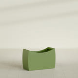 Seoul Curved Planter in Satin Green, 36"L × 16"D × 24"H, shown empty