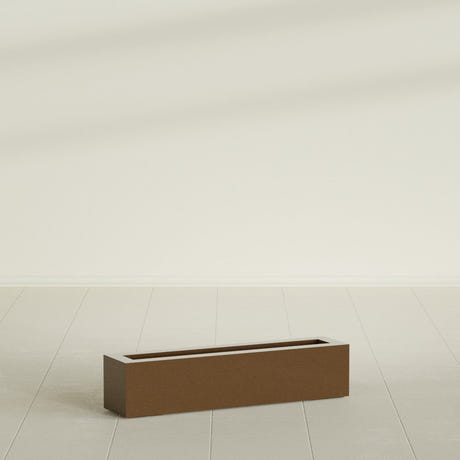 Salon Box Planter in Metallic Bronze, 36" Long, shown empty