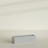 Monaco Rectangle Planter in Metallic Silver, 26"L, shown empty