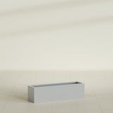Monaco Rectangle Planter in Metallic Silver, 26"L, shown empty