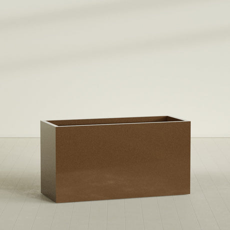 Brisbane Rectangular Planter in Metallic Bronze, 60"L × 24"D × 32"H, shown empty