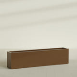 Miami Narrow Rectangular Planter in Metallic Bronze, 72"L × 12"D × 18"H, shown empty
