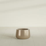 Short Hayden Bowl Planter in Gloss Metallic Gold, 12"D × 7"H, shown empty