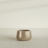 Short Hayden Bowl Planter in Gloss Metallic Gold, 12"D × 7"H, shown empty
