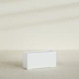 Hollywood Narrow Rectangular Planter in Matte Bright White, 36"L × 12"D × 24"H, shown empty