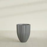 Alicante Fluted Planter in Matte Gunmetal, 22"D × 27"H, shown empty