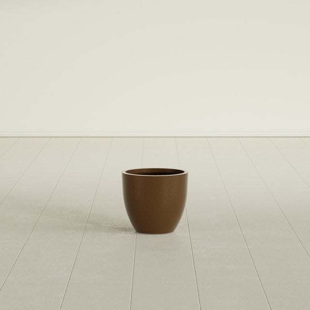 Wannsee Round Planter in Metallic Bronze, 15"D × 13"H, shown empty