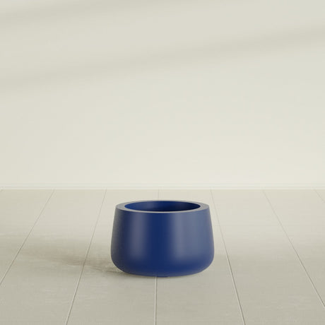 Short Hayden Bowl Planter in Matte Cobalt Blue, 12"D × 7"H, shown empty