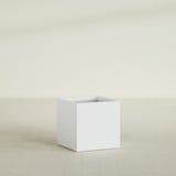 Montroy Cube Planter in Matte Bright White, 28", shown empty
