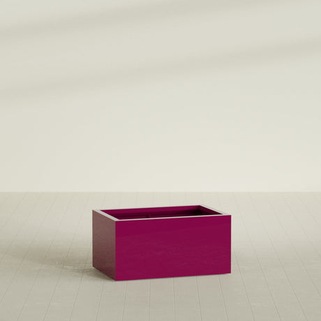 Torino Wide Rectangular Planter in Gloss Eggplant, 36"L × 24"D × 18"H, shown empty