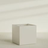Montroy Cube Planter in Satin Beige, 60", shown empty