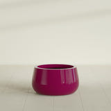 Short Hayden Bowl Planter in Gloss Eggplant, 16"D × 8"H, shown empty