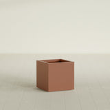Montroy Cube Planter in Matte Terra Cotta, 20", shown empty