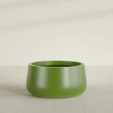 Short Hayden Bowl Planter in Satin Green, 20"D × 10"H, shown empty