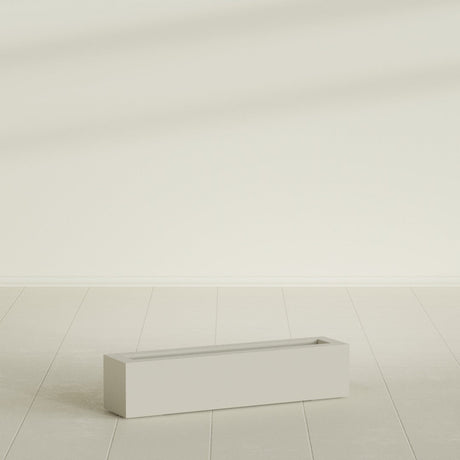 Salon Box Planter in Satin Beige, 36" Long, shown empty