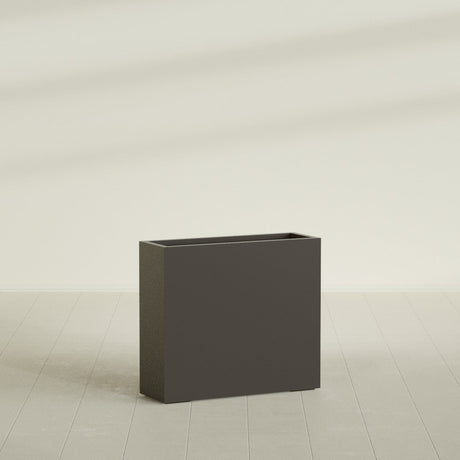 Delray Rectangular Planter in Matte Dark Brown, 36"L × 12"D × 32"H, shown empty