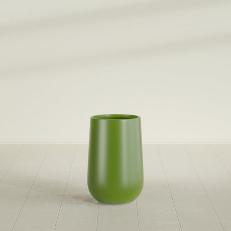 Hayden Urn Planter in Satin Green, 12"Diam × 20"H, shown empty