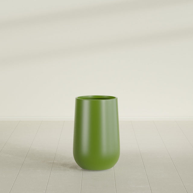Hayden Urn Planter in Satin Green, 12"D × 20"H, shown empty
