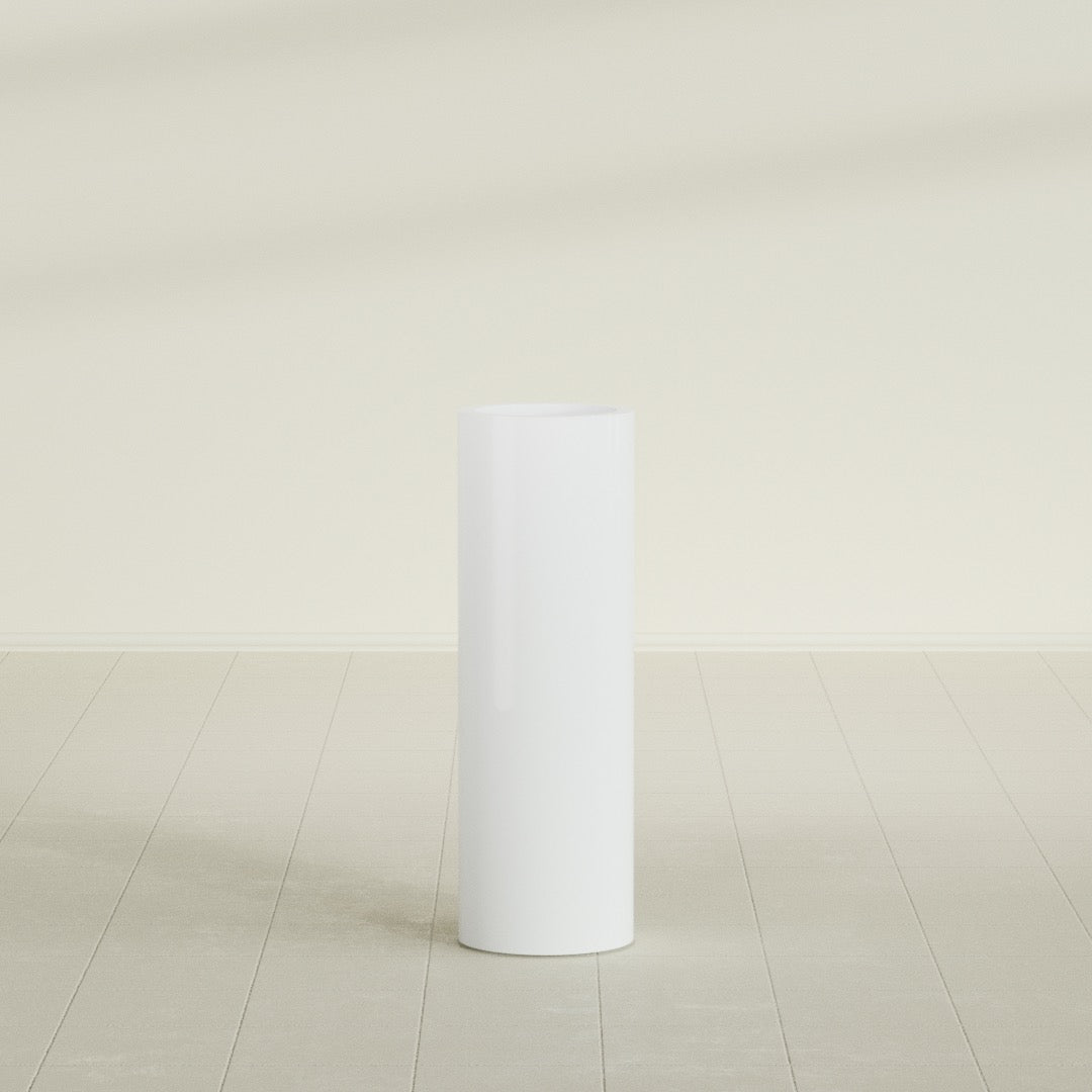 Corry Cylinder Planter in Matte Bright White, 10"D × 30"H, shown empty