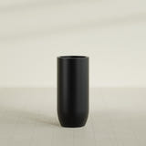 Saint Tropez Bullet Round Planter in Matte Black, 20"D × 43"H, shown empty