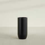 Saint Tropez Bullet Round Planter in Matte Black, 20"D × 43"H, shown empty