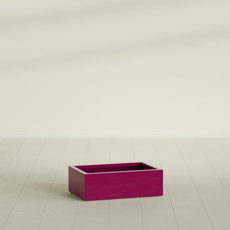 Antwerp Rectangular Planter in Gloss Eggplant, 36"L × 24"D × 12"H, shown empty