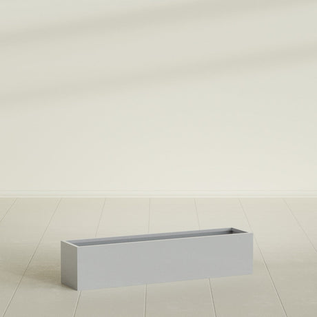 Monaco Rectangle Planter in Metallic Silver, 32"L, shown empty