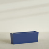 Panama Tapered Rectangular Planter in Matte Cobalt Blue, 48"L × 12"D × 18"H, shown empty