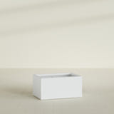 Torino Wide Rectangular Planter in Gloss Bright White, 36"L × 24"D × 18"H, shown empty