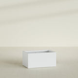 Torino Wide Rectangular Planter in Gloss Bright White, 36"L × 24"D × 18"H, shown empty