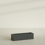Monaco Rectangle Planter in Matte Charcoal, 26"L, shown empty