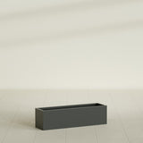 Monaco Rectangle Planter in Matte Charcoal, 26"L, shown empty