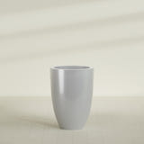 Brannan Tapered Round Planter in Metallic Silver, 30"D × 41"H, shown empty