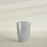 Brannan Tapered Round Planter in Metallic Silver, 30"D × 41"H, shown empty