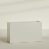 Darwin Rectangular Planter in Satin Beige, 72"L × 24"D × 42"H, shown empty