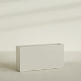 Milano Narrow Rectangular Planter in Satin Beige, 48"L × 10"D × 24"H, shown empty
