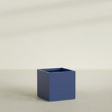 Montroy Cube Planter in Matte Cobalt Blue, 32", shown empty