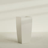 Toulan Tapered Square Planter in Satin Beige, 28"W × 60"H, shown empty
