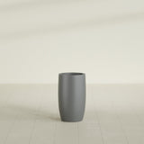 Lisbon tall round tapered fiberglass planter in Matte Gunmetal, 14 in diameter, 25 in high, shown empty