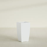 Toulan Tapered Square Planter in Matte Bright White, 16"W × 30"H, shown empty