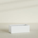 Torino Wide Rectangular Planter in Matte Bright White, 48"L × 24"D × 18"H, shown empty
