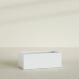 Torino Wide Rectangular Planter in Matte Bright White, 48"L × 24"D × 18"H, shown empty